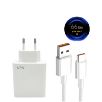 Chargeur Turbo 67W à Vente Chaude 2024, Adaptateur de Charge Rapide, Câble USB Type-C, Chargeur Gan, Prise USB pour Xiaomi 9 10 Pro11 Ultra