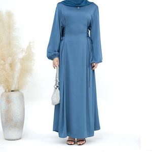 2024 elegante <span class=keywords><strong>abito</strong></span> Casual da donna in <span class=keywords><strong>raso</strong></span> a manica lunga medio-orientale abbigliamento islamico modesto <span class=keywords><strong>abito</strong></span> Abaya musulmano - Product Image 2