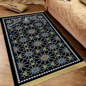 Tapis de sol en flanelle style ethnique simple, imprimé motif losanges dorés, vente en gros, best-seller transfrontalier, style classique du Moyen-Orient - Product Image 3