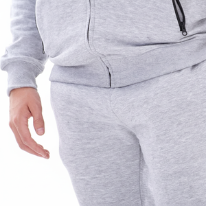 Nouveau survêtement à capuche à fermeture éclair couleur grise pour hommes survêtement de qualité supérieure à taille élastique durable 100% coton - Product Image 1