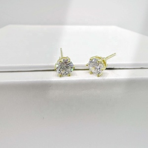 wholesale plata 925 sterling silver Classic zircon <b>earring</b> everyday wear Round Brilliant Cut <b>small</b> wedding women <b>stud</b> <b>earrings</b> - Product Image 3
