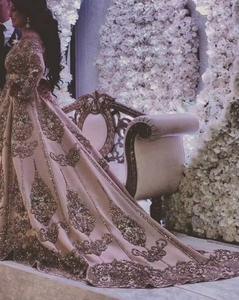 Hermosa ATIYA LIBAS nupcial Lehenga Choli Long Trail Heavy Zardozi bordado hasta el suelo Material de acetato para boda-2019 - Product Image 5