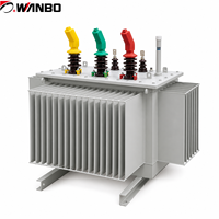 Transformateur immergé dans l'huile Wanbo-460 S11 630 kVA 10 kV Dyn11 à faible perte, bobinage en cuivre, refroidissement à ailettes corruguées ONAN