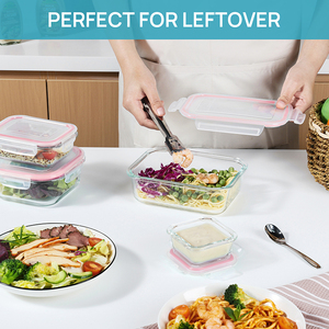 OWNSWING Glazen Voedselbewaarbakken met Luchtdichte Deksels Glazen Meal Prep Bakken voor Magnetron en Vriezer - Product Image 3