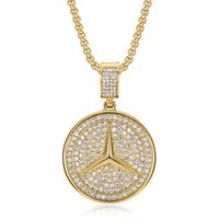 Bars Hip Hop Glacé Diamant Auto Logos Pièce Étanche Pvd En Acier Inoxydable Bijoux De Mode Pendentif Colliers Plaqué Or 18K