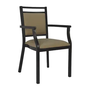 棕色现代简约餐椅软垫单座扶手椅
