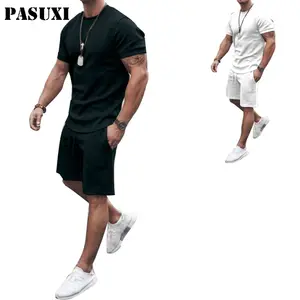 PASUXI 2023 Musim Panas Fashion Pria Jogger Set Kebugaran Setelan Olahraga T Shirt Pria Celana Pendek Bernapas Plus Ukuran 2 Piece Set Pendek