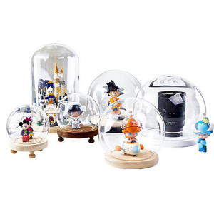 Luxury Wedding Decor Handmade Crafts Gifts Custom Glass Crafts Glass Cloche with Base Glass Dome Jar with LED Light