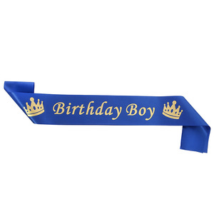 Offerta Speciale: Decorazione per Feste a Tema <span class=keywords><strong>Compleanno</strong></span> Ragazzo Blu Reale, Fascia da Spalla Accattivante con Stampa Dorata, Preferita dai Ragazzi - Product Image 1