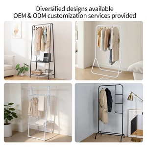 Porte-vêtements multifonction pliable pour la maison, support de sol à double niveau pour serviettes, grande capacité, en métal - Product Image 3