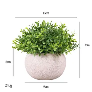 Bonsai plastik imitasi tanaman buatan, pot kaktus palsu kecil Mini dengan penanam