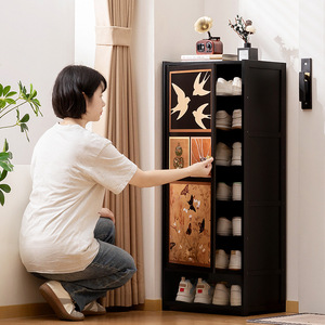 Simple multi-layer <b>shoe</b> cabinet with doors, vintage style <b>shoe</b> <b>rack</b>, home <b>shoe</b> <b>rack</b>, small space, dustproof entryway <b>storage</b> - Product Image 1