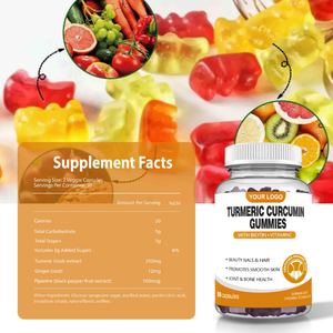 Gomitas Veganas de Cúrcuma y Jengibre con Curcumina, Suplementos Alimenticios OEM - Product Image 5