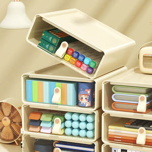 Caja de Almacenamiento con Cajones Multicapa Runwe, Juego de Cajas Apilables de 5 kg de Capacidad, Organizador de Escritorio, Color Blanco Crema, Verde Manzana, Rosa Princesa - Product Image 3