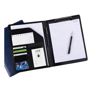 Aangepaste A4 multifunctionele PU lederen map met visitekaartjeshouder, aanpasbaar logo, kantoorartikelen, legaalblok, map voor documentenopslag - Product Image 1