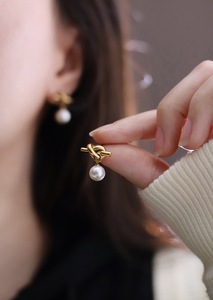 Elegant Stainless Steel Stud <b>Earrings</b> with Imitation Pearl <b>Gold</b> Plated Diamond Fashion Jewelry <b>Dangle</b> Drop <b>Earrings</b> for Girls - Product Image 5