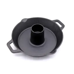 Outdoor Grill Cast iron Chicken Holder Roaster Pan