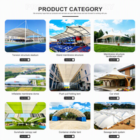 Structure de carport architecturale en PVDF robuste avec certification CE, OEM, ODM, structure d'ombrage pour parking à poteaux simples pour l'immobilier