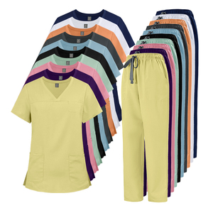 Poliéster Enfermera Scrub Traje Diseño Cómodo Tops de manga corta y Pantalones rectos Elástico Spandex Poliéster Scrubs Uniforme - Product Image 2