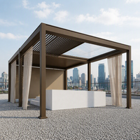 Pergola à lames orientables rétractables 3x3m 3x4m 4x4m 4x5m 4x6m 5x6m en aluminium pour extérieur, jardin et terrasse, écologique