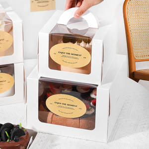 Tùy Chỉnh In Ấn Logo Hình Chữ Nhật Mạnh Mẽ Trong Suốt Màu Trắng Màu Hồng Cupcake Tiramisu Bánh Hộp Cao Pho Mát Bánh Hộp Giấy Với Cửa Sổ - Product Image 1