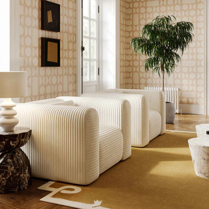 Sillón Moderno para Sala de Estar, Sillón de <span class=keywords><strong>Pana</strong></span> Crema, Sillón de Descanso. - Product Image 2