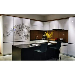 Ensemble d'îlots de <span class=keywords><strong>cuisine</strong></span> Armoires de <span class=keywords><strong>cuisine</strong></span> de luxe en bois massif au design moderne Dalle de pierre frittée pour porte de <span class=keywords><strong>meuble</strong></span> de <span class=keywords><strong>cuisine</strong></span> - Product Image 4