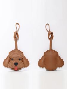 Colgante de cuero Zenos con diseño de perro caniche y oso de peluche, hecho a mano de primera calidad, con mosquetón, llavero y artesanía coleccionable para bolsos, cosido a mano - Product Image 3