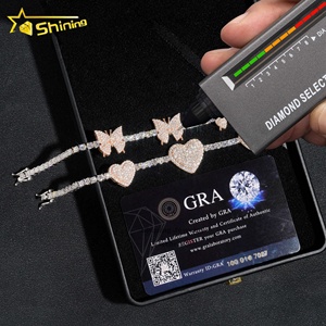 Nouveauté Bracelet à breloques 3mm 925 Silvert14 k Gold Vvs Moissanite Diamond butterfly and Heart Tennis Bracelet pour femmes et hommes - Product Image 5