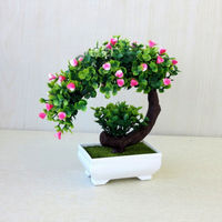 Simulation d'arbres miniatures, plantes artificielles, bonsaïs, pots de fleurs en plastique, plantes vertes, fleurs en pot, ornements
