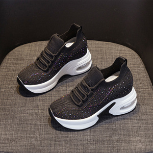 Zapatos de plataforma de malla a la moda para mujer, con cordones, informales, con suela gruesa, zapatillas deportivas para mujer y dama. - Product Image 2