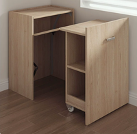 Escritorio moderno contemporáneo de melamina para ordenador con estantes y cajones, escritorio de madera plegable para oficina y estudio en casa, uso en dormitorio