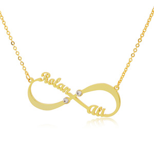 Coppie personalizzate personalizzate invia fidanzata e fidanzato intagliato infinito zircone nome ciondolo collane personalizzate a due nomi - Product Image 6