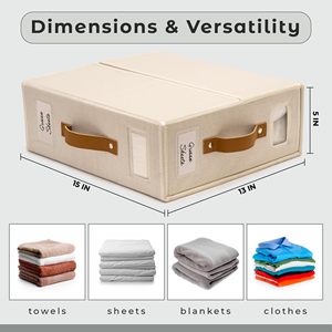 Sheet Organizers and Storage Bags for Bed Sheets Under Bed or Closet Storage <b>Boxes</b> with Dual Handles and Organization Labels - Product Image 3