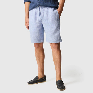 Shorts pour homme en mélange de lin et de coton, silhouette décontractée, tissu respirant, pour le travail à domicile, les voyages ou la détente du week-end - Product Image 2