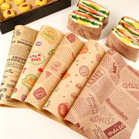 Kertas Pembungkus Makanan Sekali Pakai Anti Minyak, Tahan Air, Ramah Lingkungan, Biodegradable, dengan Cetak Logo Kustom untuk Hamburger dan Sandwich