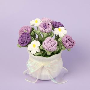 Macetas de Flores Tejidas a Crochet al por Mayor, Macetas de Girasoles, Rosas, Tulipanes y Margaritas para Decoraciones de Bodas, Fiestas, Halloween y Graduaciones - Product Image 2