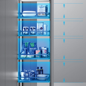 <b>Kitchen</b> Cabinet Pull-Out Organizer Chrome Plated Iron Multi-Function Minimalist Design For <b>Pantry</b> Storage - Product Image 2