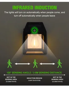 Led không dây độ bền năng lượng mặt trời Tường Đèn ngoài trời với IP65 không thấm nước thông minh cảm biến chuyển động lampe murale Solaire cho vườn <span class=keywords><strong>2025</strong></span> - Product Image 6