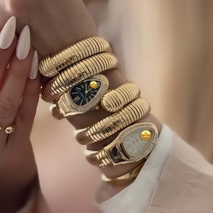 Fashion New Serpentine Winding Quartz Diamond Watch Charm Bracelet 18k Gold Plated Elastic Jewelry <strong>Bangles</strong> <strong>Set</strong> for Women Luxury - Product Image 3
