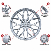 Jantes forgées monobloc 16-24 pouces, finition argent mat, à rayons maillons, concaves profondes, en alliage d'aluminium pour voitures de sport, berlines, coupes et SUV