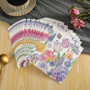 New cross-border floral print napkins, party <b>tissues</b>, themed <b>colorful</b> plant party disposable napkins - Product Image 2
