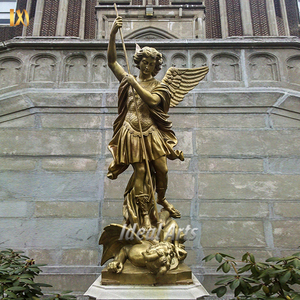Fundido al aire libre decorativo religioso romano bronce Santo Michael Arcángel Ángel estatua - Product Image 1