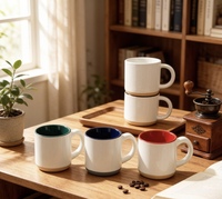 Offre Spéciale – Tasse à café en céramique vierge pour sublimation, 380 ml (12 oz), avec intérieur coloré et base en argile naturelle
