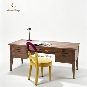 Home Modern Design Wooden Office Table Computer Nordic Drawers Locker Writing <b>Study</b> Walnut Executive <b>Desk</b> Furniture - Product Image 3