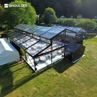 Tentes de mariage Atrium, structure en aluminium noir robuste, tente pour événements et fêtes, taille personnalisée, structure en verre de luxe pour l'extérieur, tente d'église
