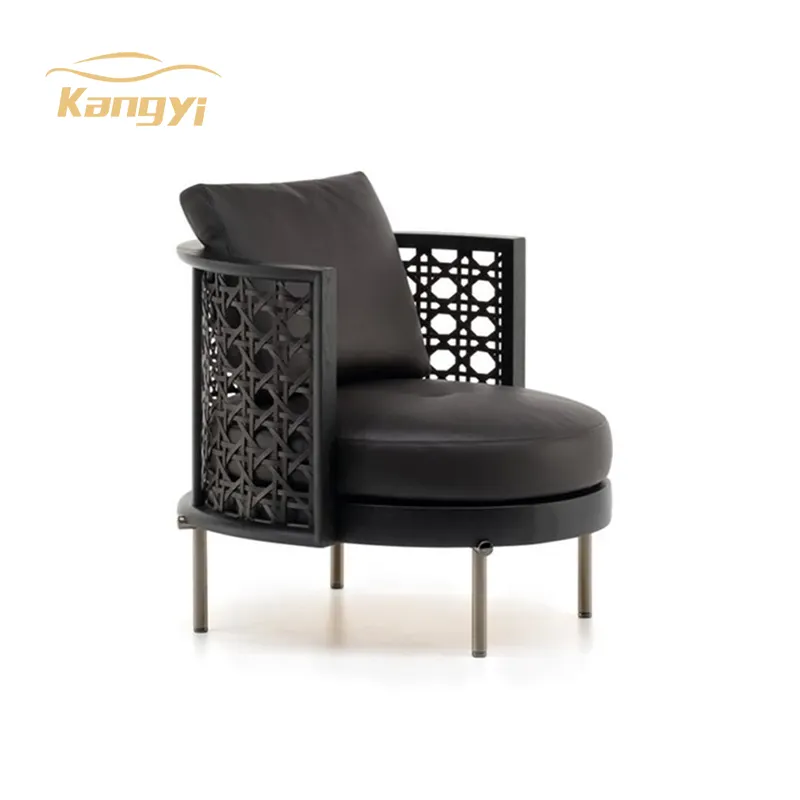 Living room moderno grand lounge hotel mobiliário elegante couro cadeiras