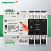 Mini-commutateur de transfert automatique ATS, commutateur de commutation automatique/manuel à double alimentation 3P 63A 100A 125A AC110V/220V, transfert rapide 0,05s