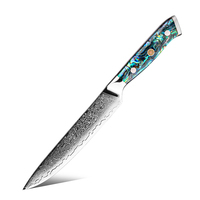Vente chaude 67 Couches Japonais Damas Acier Couteau Utilitaire Cuisine Peeling Fruit Cleaver Couteau de Chef avec Manche En Coquille D'ormeau