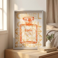Daxin Coco - Cadre mural rectangulaire en MDF avec motif de bouteille de parfum, design Art Déco, décoration intérieure, occasion universelle